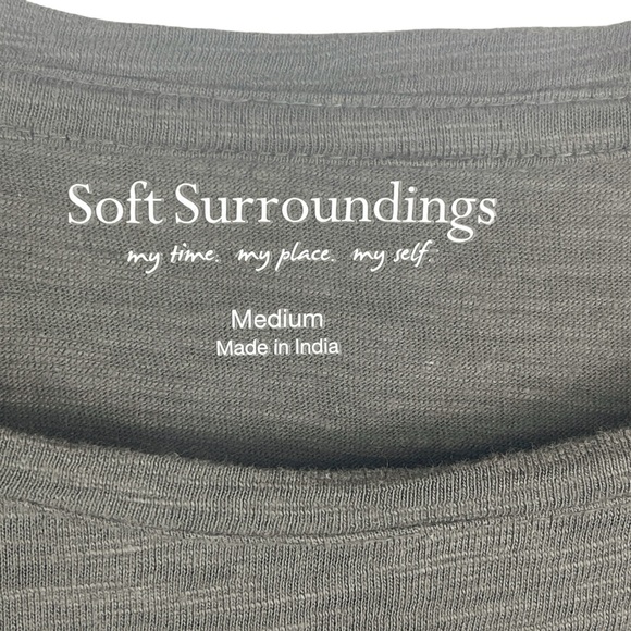 Soft Surroundings Starlight Shift Sequin Midi Dress 3/4 Sleeve Dark Olive Grey M - Picture 15 of 16